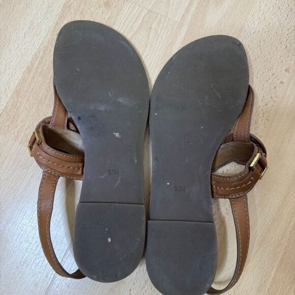 TORY BURCH Ali Thong Sandals Women's 9.5 Brown Leather Slingback Strap - Picture 4 of 9